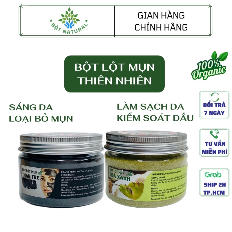 BỘT LỘT MỤN THAN TRE - TRÀ XANH (LỘT MỤN ĐẦU ĐEN, MỤN CÁM, SẠCH BÃ NHỜN-BỤI BẨN -AN TOÀN CHO DA)