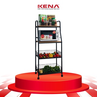 Kệ để lò vi sóng kèm giỏ đựng rau củ quả KENA Kn177 4 tầng lắp ráp thông minh