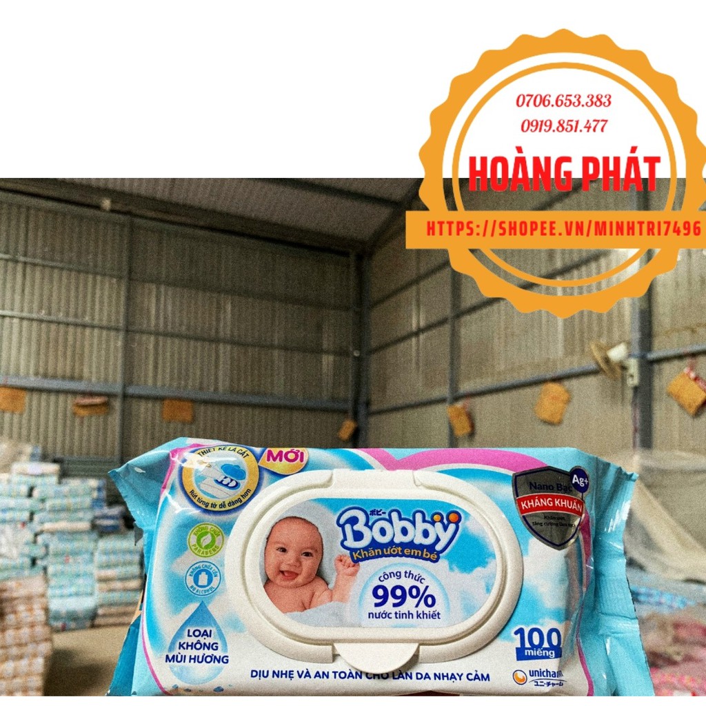 Khăn giấy ướt Bobby Care gói 100 tờ không hương và có hương