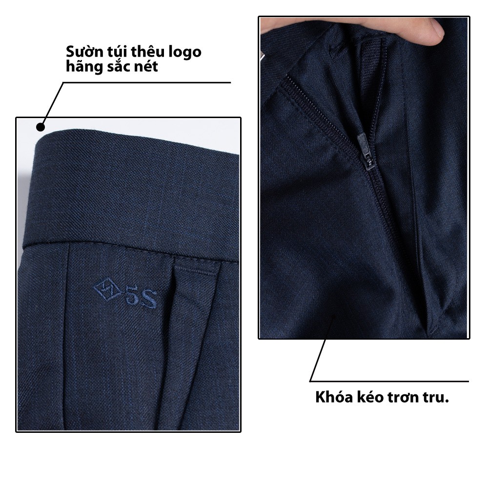 Quần Tây Nam 5S Họa Tiết Màu Tím Than , Dáng Ôm Vừa, Chất Liệu Ít Nhăn, Thoáng Mát, Thấm Hút Tốt (QAU0407S1DEN) | BigBuy360 - bigbuy360.vn