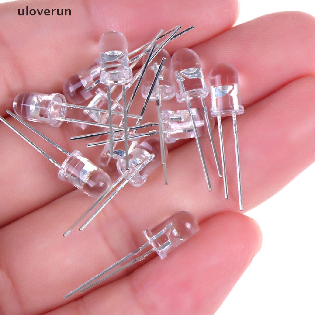 Set 100 Đèn LED Diode 5mm Ánh Sáng Trắng / Xanh Lá / Đỏ / Xanh Dương / Vàng Chuyên Dụng