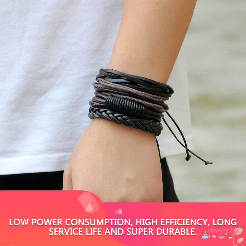 4 CÁI / BỘ Nhiều Lớp Cổ Điển Tự Làm Cho Nam Giới Vòng Tay Bện Da PU Đồ Trang Sức [8/14]