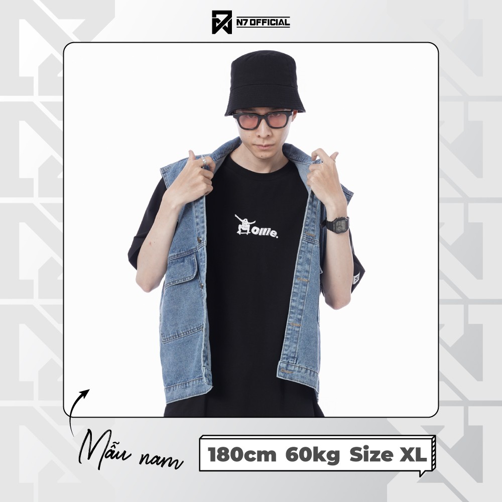 Áo Gile Jeans unisex N7 Basic nam nữ khoác bò ngắn tay form rộng oversize