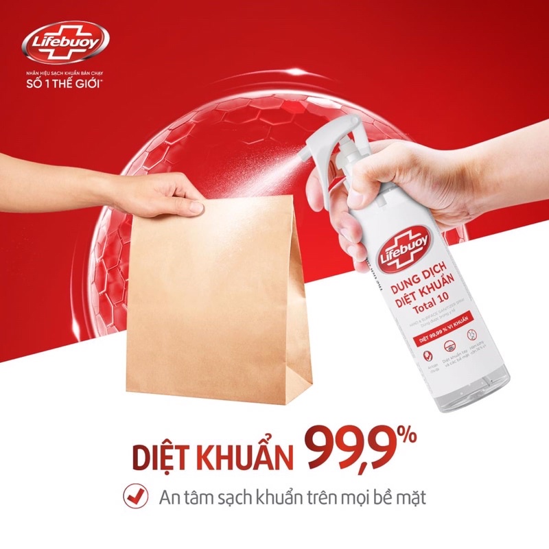 Nước rửa tay khô Lifebuoy dạng xịt làm sạch vi khuẩn bảo vệ da tay