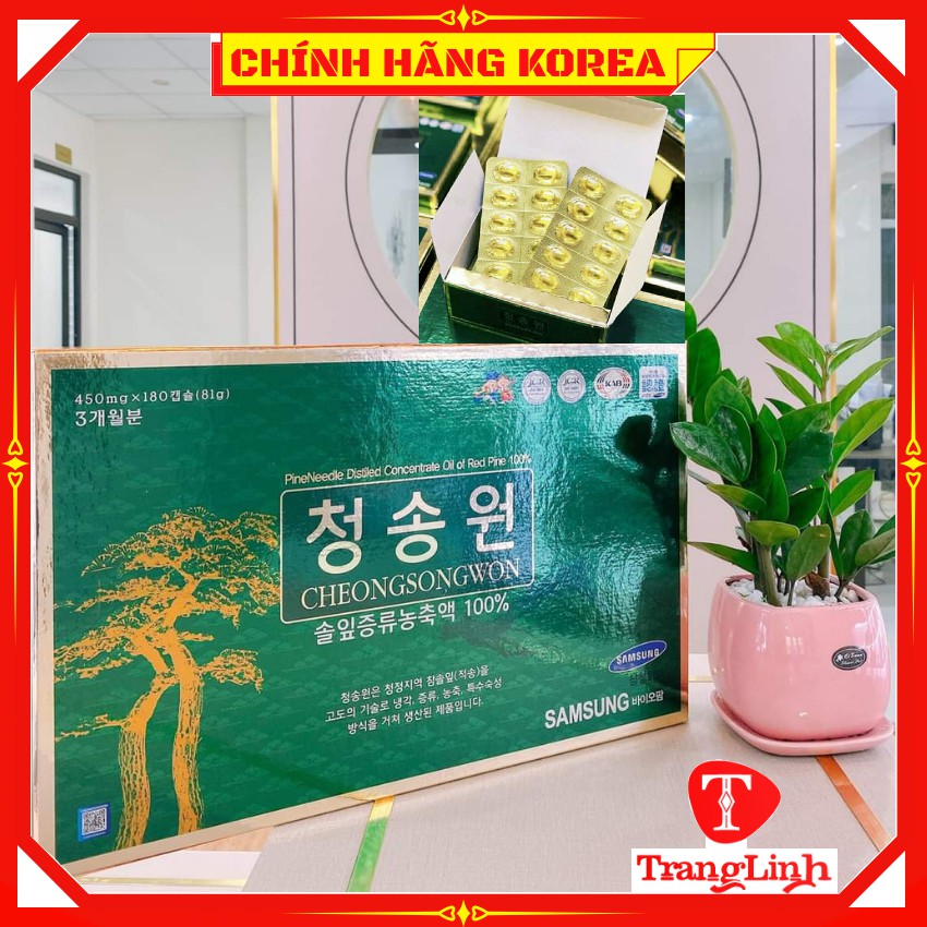 Tinh dầu thông đỏ hàn quốc Cheongsongwon cao cấp, hộp xanh 180 viên - tranglinhkorea