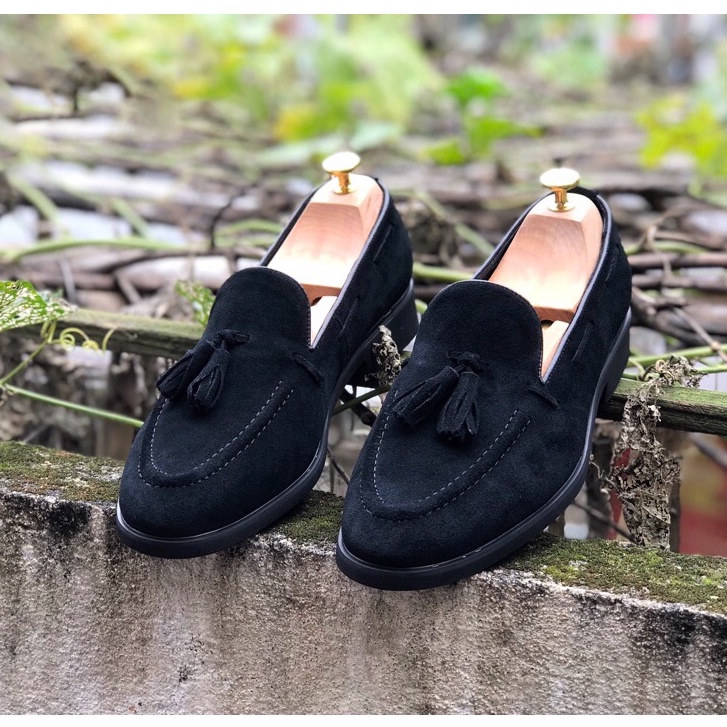 Giày lười nam da lộn chất da bò thật bh 12 tháng kiểu dáng Tasseled Loafer - Mã T161