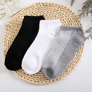 Tất vớ trơn cổ ngắn cotton siêu thoáng nam nữ (Trắng - Đen - Xám)