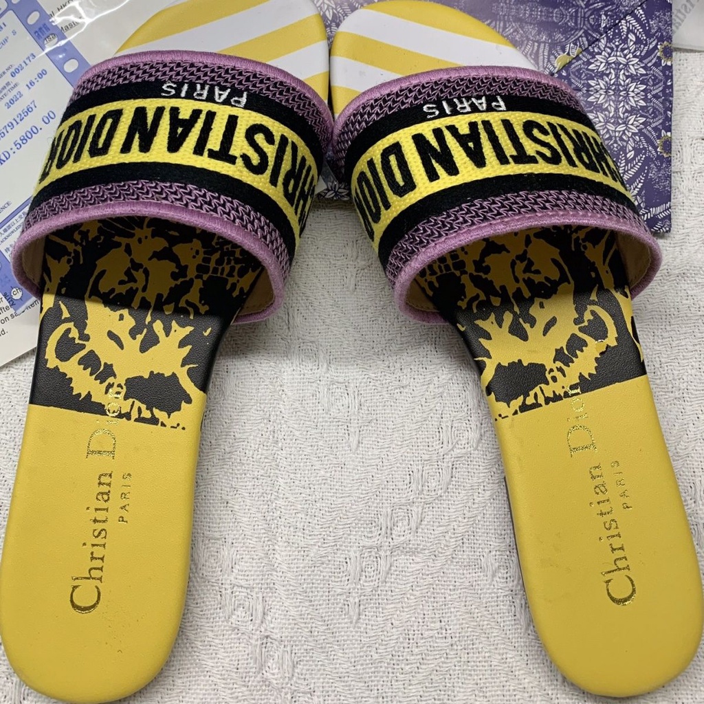 Dép Dior Họa Tiết Thêu Chất Lượng Cao Thời Trang Cho Nữ size 35-42