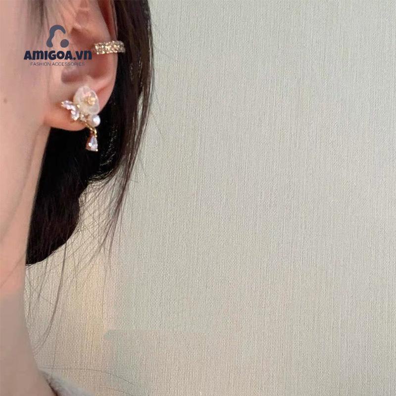 ✨✨ Bông Tai Hình Hoa Đính Ngọc Trai Cao Cấp Phong Cách Pháp Cổ Điển Dành Cho Nữ