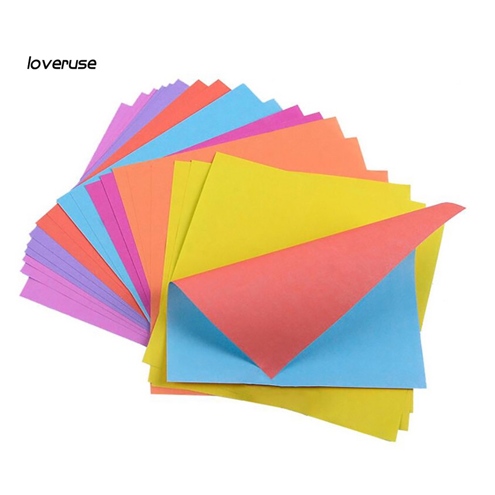 Xấp 100 giấy vuông xếp origami nhiều màu sắc