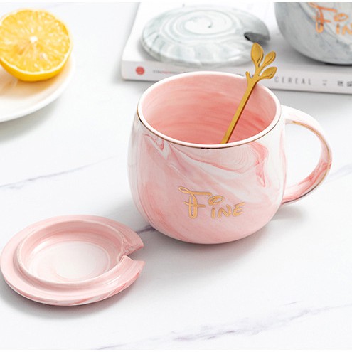 Ly cốc sứ có nắp vân đá FINE có HỘP QUÀ cực đẹp | BigBuy360 - bigbuy360.vn