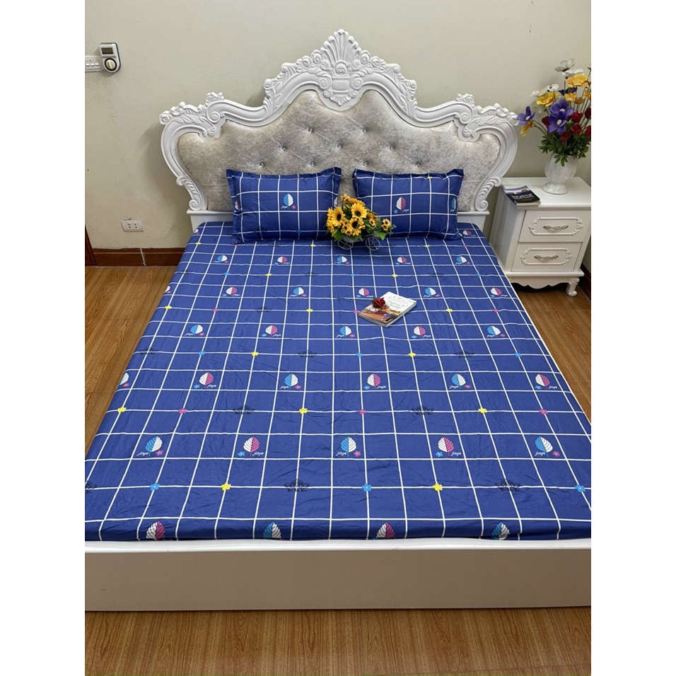 [RẺ VÔ ĐỊCH] Ga gối poly 3 món họa tiết kẻ đơn giản siêu tiết kiệm - Miễn phí bo chun mọi kích thước