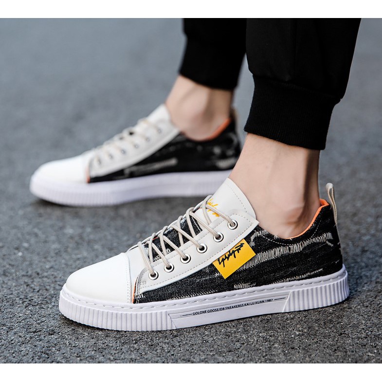 [MASTMS18 Giảm 15 Max 30K Đơn 99K] Giày Sneaker Nam Vải Bò Rách Phối Da Cao Cấp, Fullbox | BigBuy360 - bigbuy360.vn