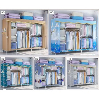 Tủ vải khung thép titan tủ vải treo quần áo cao cấp Metal cỡ lớn 1m5 đựng quần áo