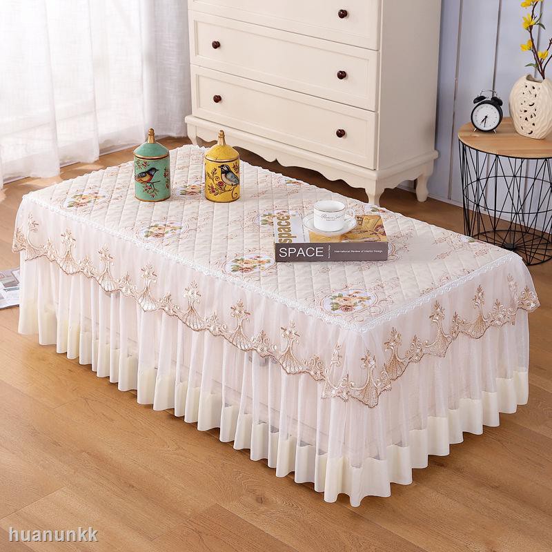 Khăn trải bàn hình chữ nhật bằng vải linen viền ren đẹp mắt