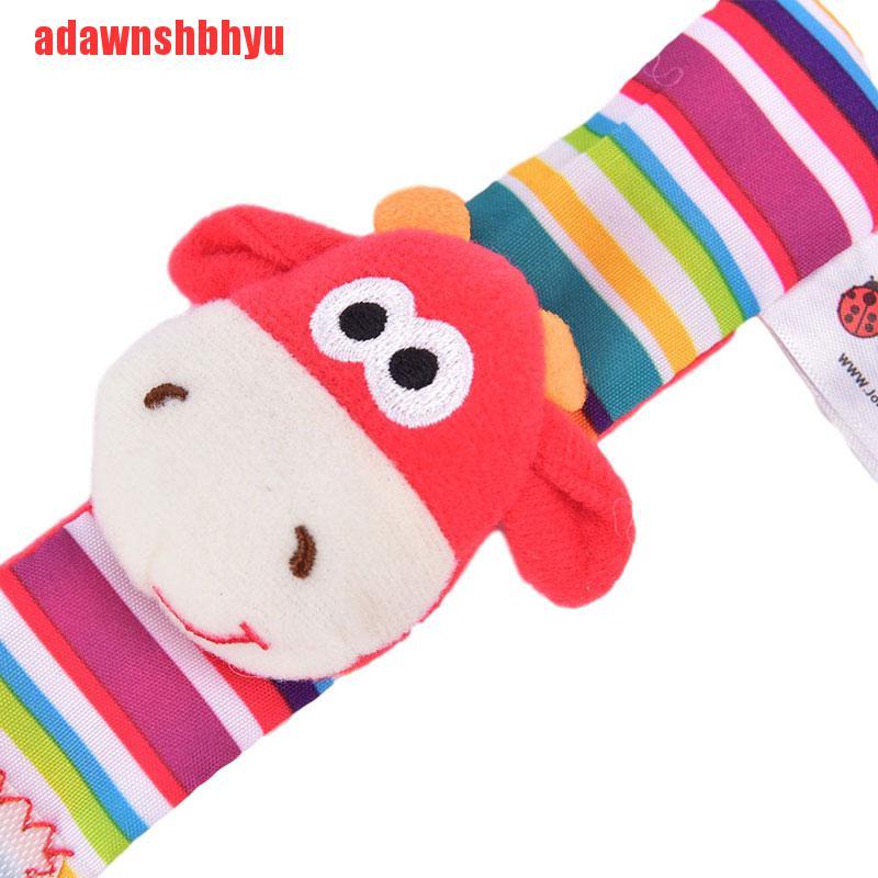 [adawnshbhyu]Sozzy Cute 2-piece Soft Baby Toy Wristband Cartoon Animal Plush BellRing Bell