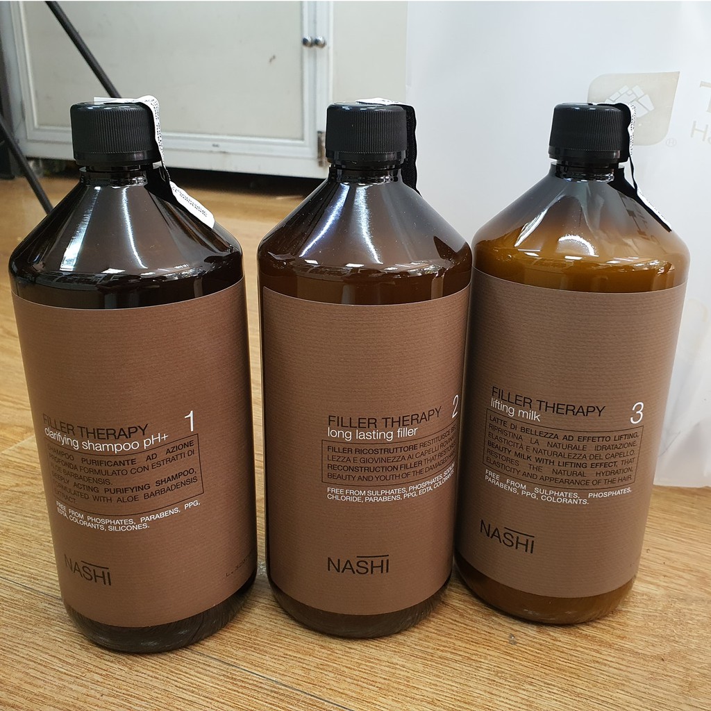 Bộ 3 sản phẩm phục hồi tóc hư tổn nặng NASHI FILLER THERAPY 1000mlx3