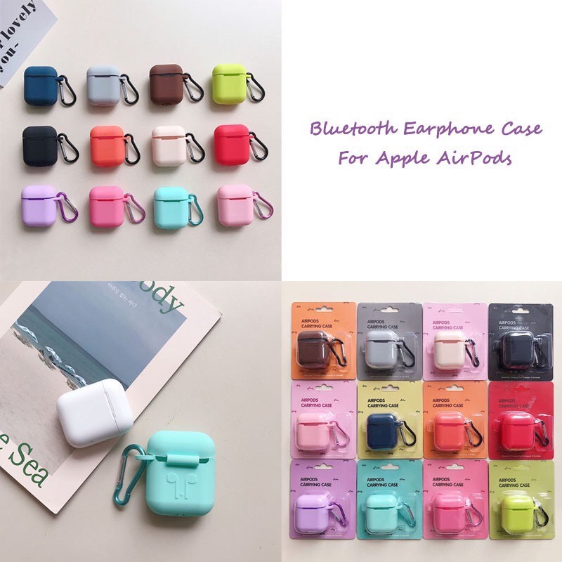 🍓🍌🍑 Túi đựng AirPods 1 & 2 silicone kèm móc đủ màu lựa chọn