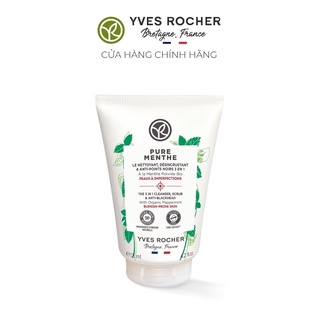 Sữa rửa mặt tẩy tế bào chết và mụn đầu đen Yves Rocher Pure Menthe 3in1 Cleanser Pore Clearing 125 ml