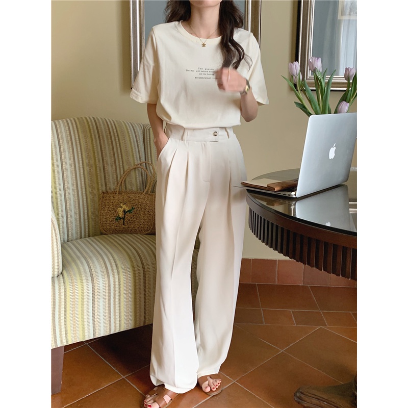 Áo Thun Cotton Tay Ngắn In Chữ Đơn Giản Dễ Phối Đồ 49605