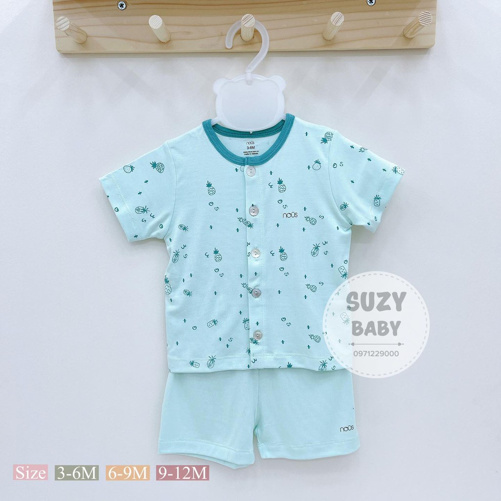 Nous Bộ Cộc Tay Cúc Giữa Chất Mềm Mát Cho Bé