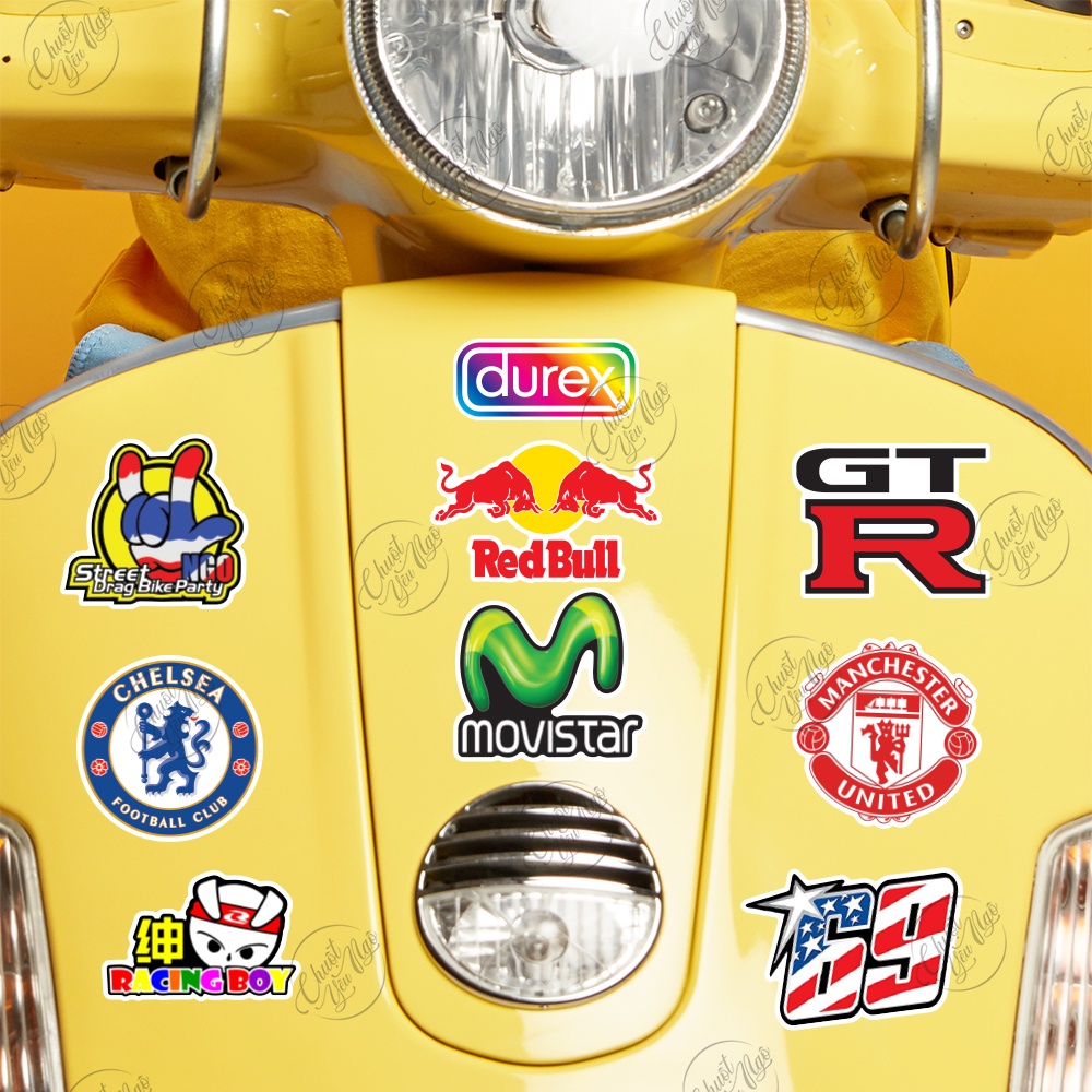 Bộ 60 logo tem xe không trùng decal hình dán chống nước chất lượng cao racing boy