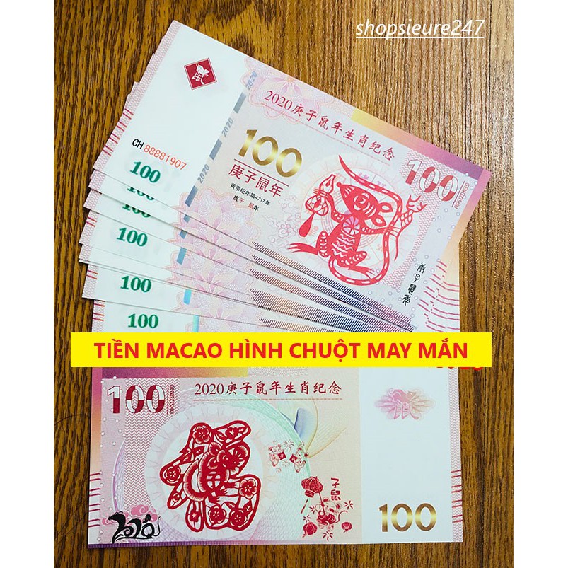 (MẪU MỚI) TIỀN LƯU NIỆM MACAO 100 ĐỒNG HÌNH CON CHUỘT - THÍCH HỢP LÀM QUÀ TẶNG DỊP TẾT (GIÁ RẺ)