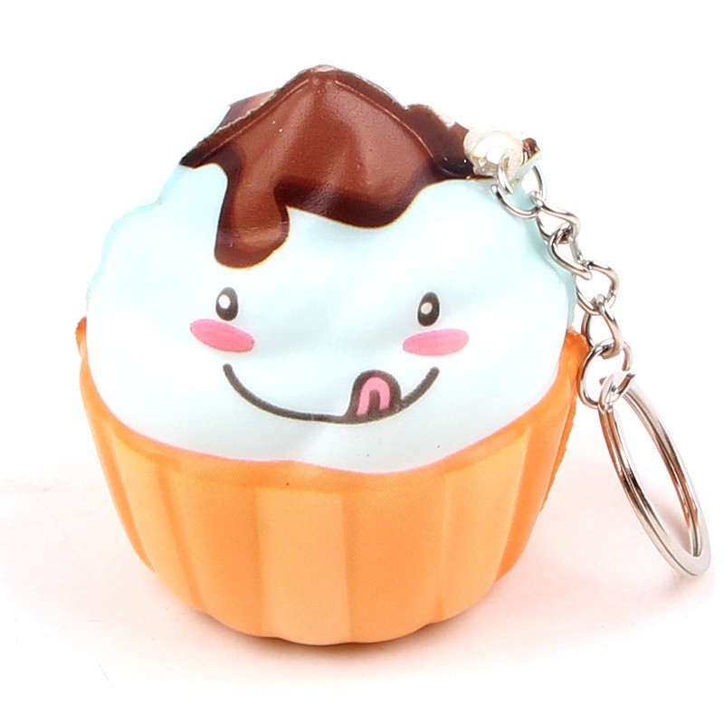 Squishy Cupcake Chibi chậm tăng thơm mềm có móc khóa