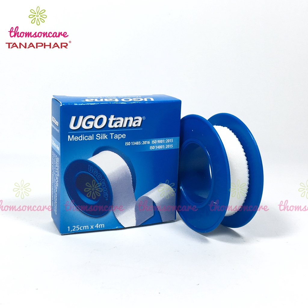 Hộp 12 cuộn băng dính cuộn vải lụa y tế UGOTANA kích thước 1,25cm x 4m - độ dính cao