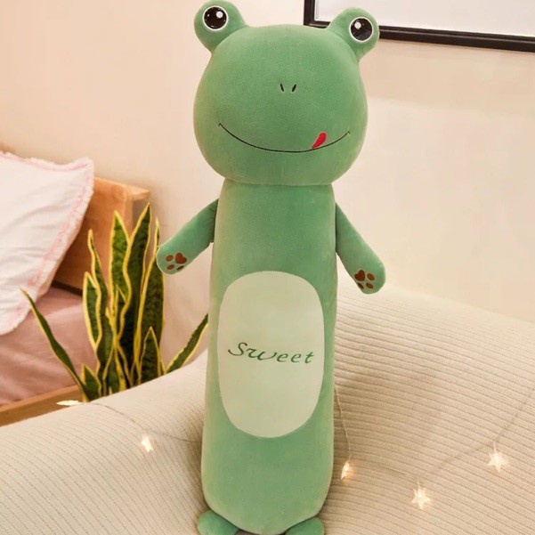 Gối Ôm Cho Bé, Gấu Bông Ếch Xanh, Chất Liệu Cao Cấp, Mềm Mại Dài 55cm