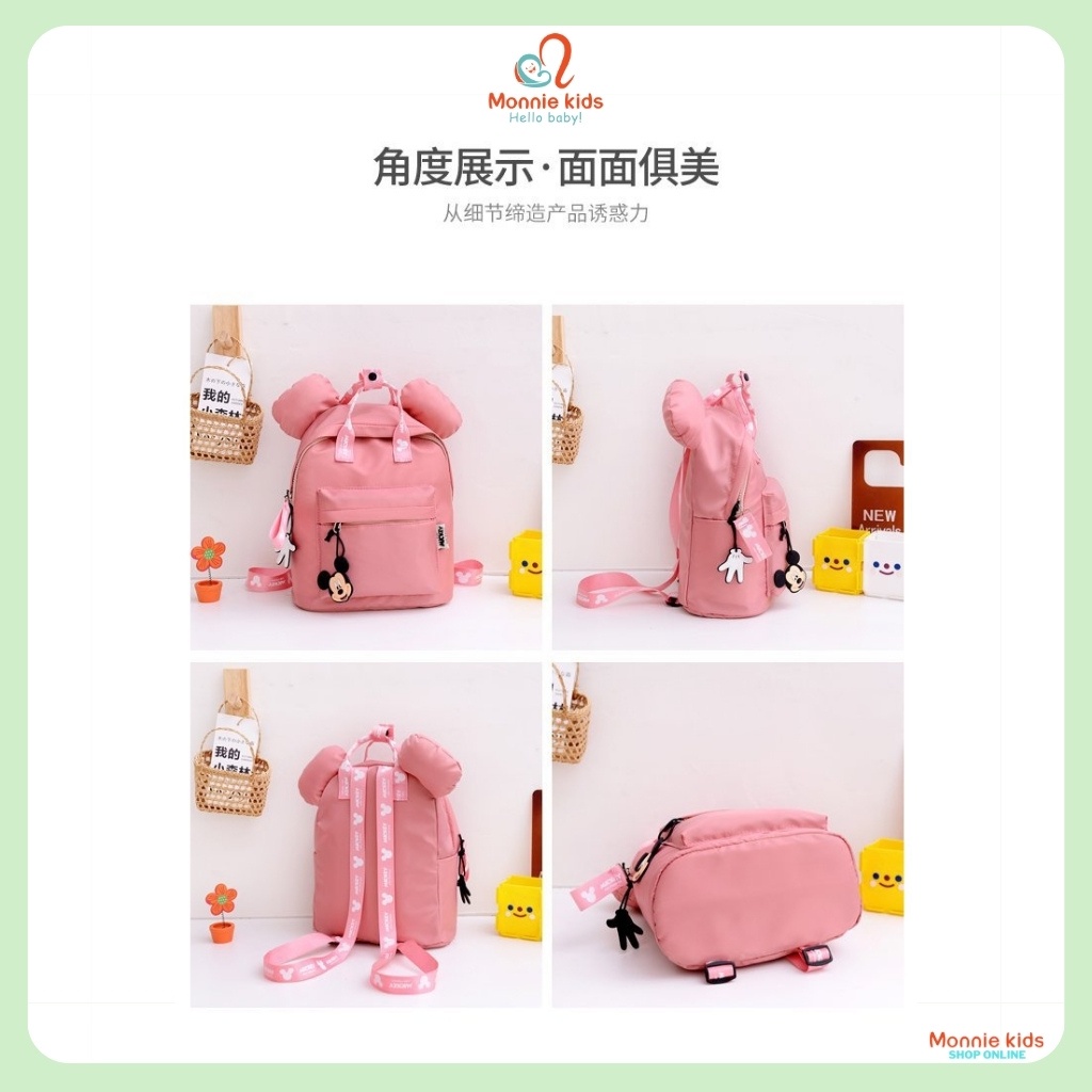 Balo vải cao cấp cho bé Mickey Mouse, căp xách đa năng đựng đồ cho trẻ - Monnie Kids