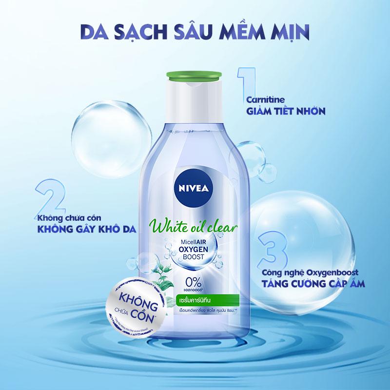 Nước Tẩy Trang NIVEA Kiểm Soát Nhờn White Oil Clear Micellar Water - 400ml - 84212