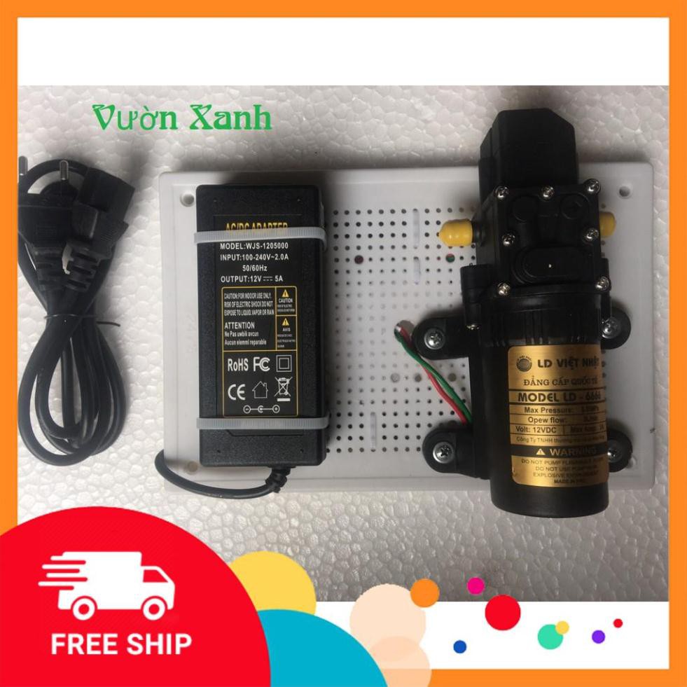 [FREESHIP] Bộ lắp sẵn Máy bơm mini tăng áp lực nước 12V - 2A lưu lượng 8L/phút kèm bộ nguồn đổi 220v - 12v đồng