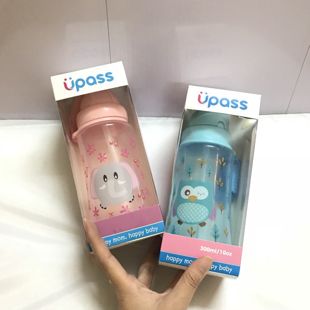 Bình tập uống nước cho bé có ống hút Upass 300ml - bình uống nước cho bé 1 tuổi