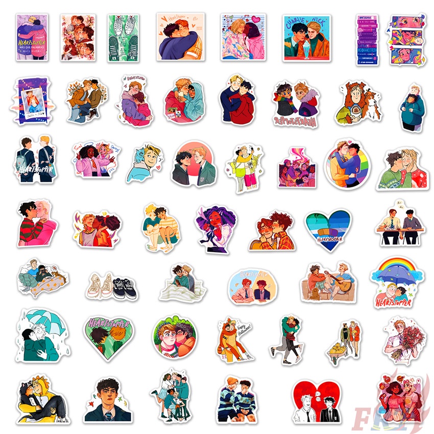 Bộ 100 sticker hình Heartstopper series B trang trí DIY chống thấm