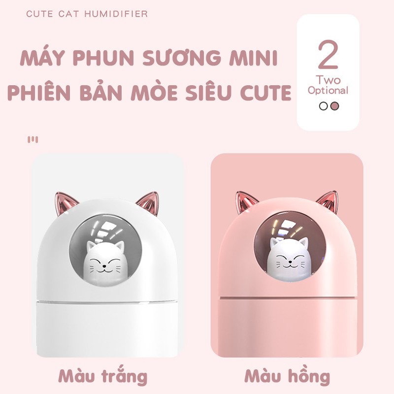 Máy phun sương mini tạo ẩm, máy xông tinh dầu hình thú, dung tích 300ML, BH 1 tháng, mẫu mới 2021