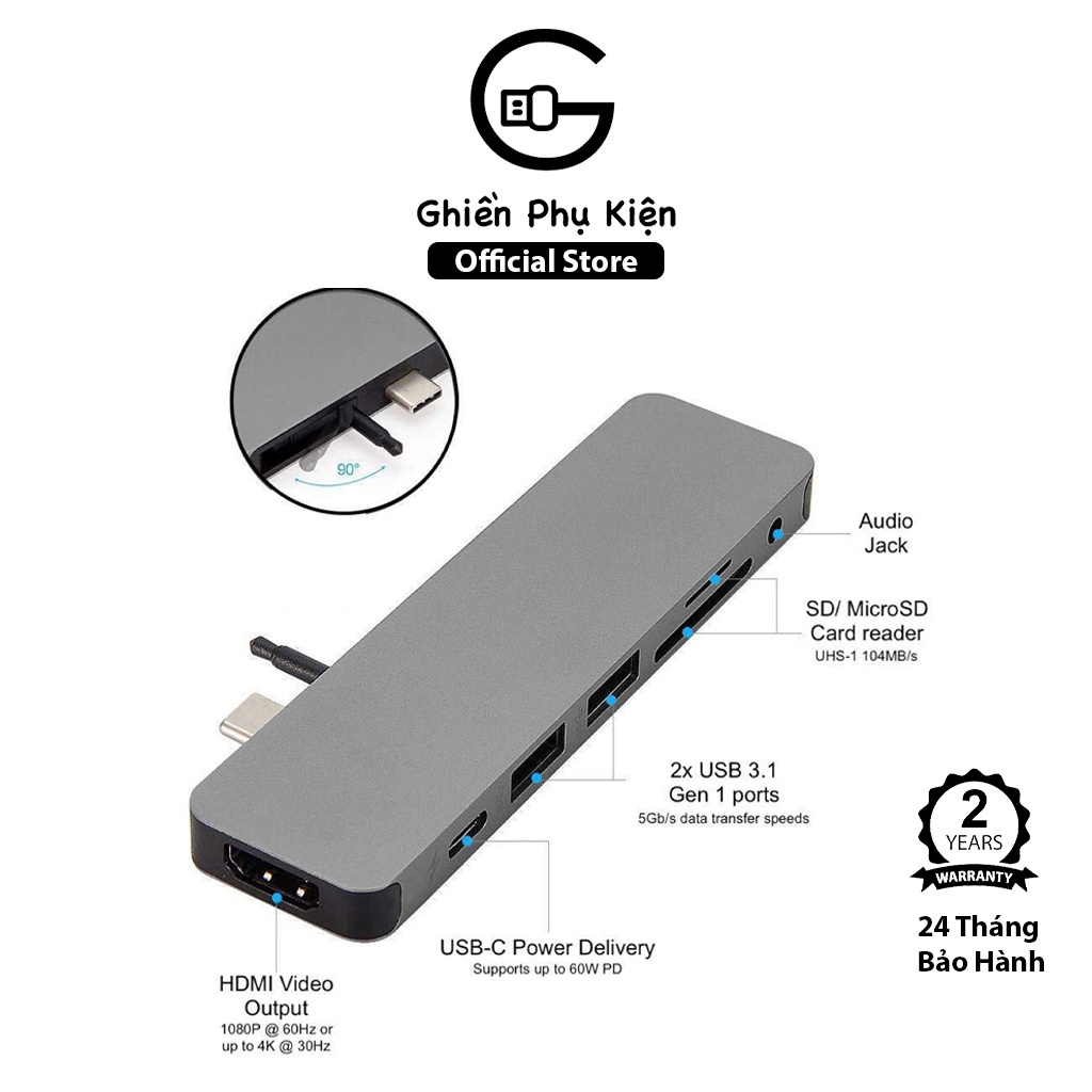 Cổng Chuyển HyperDrive Solo 7 IN 1 USBC Hub Dành Cho Macbook