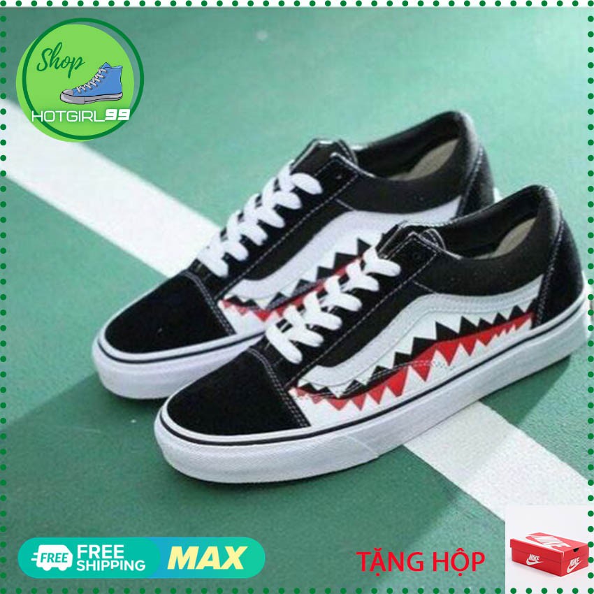 Giày thể thao Old Skool cá mập nam nữ thời trang tặng hộp giày vans,