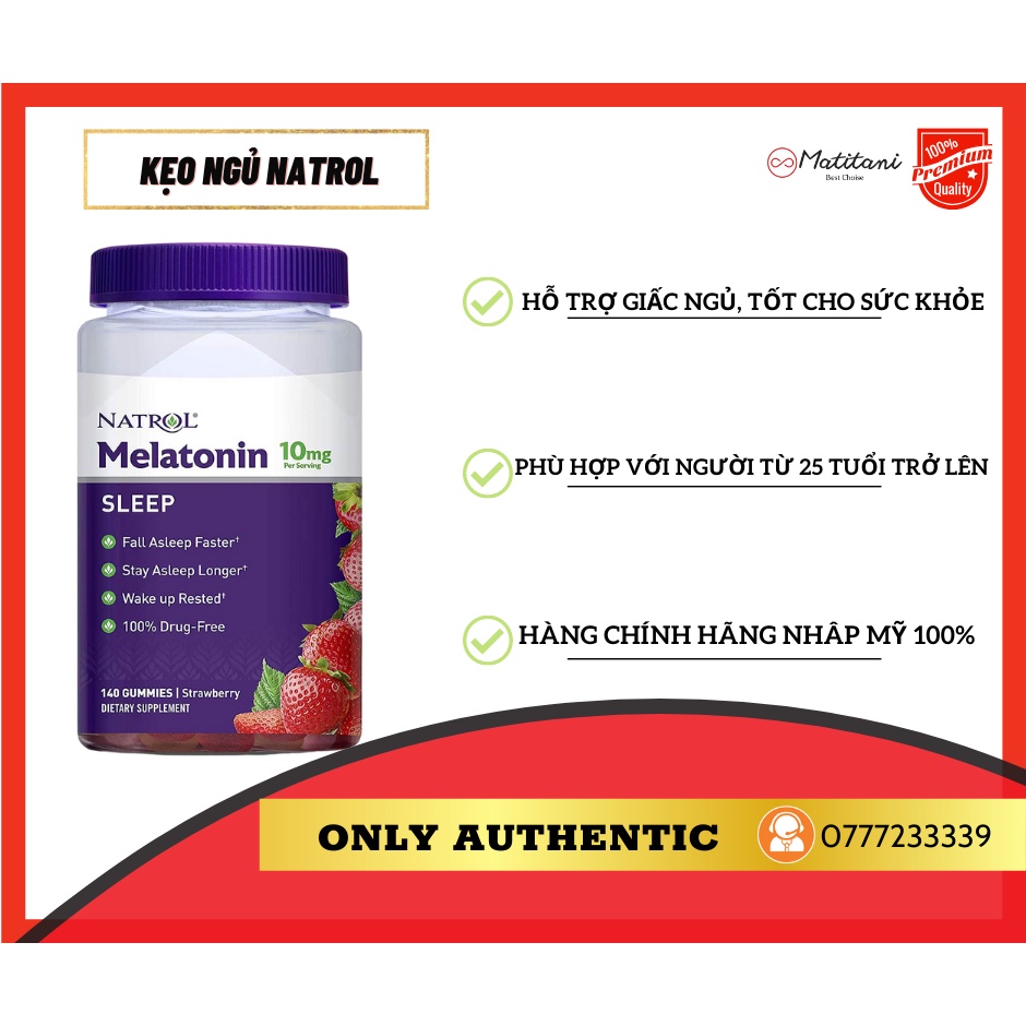 Kẹo dẻo hỗ trợ giấc ngủ Natrol Melatonin
