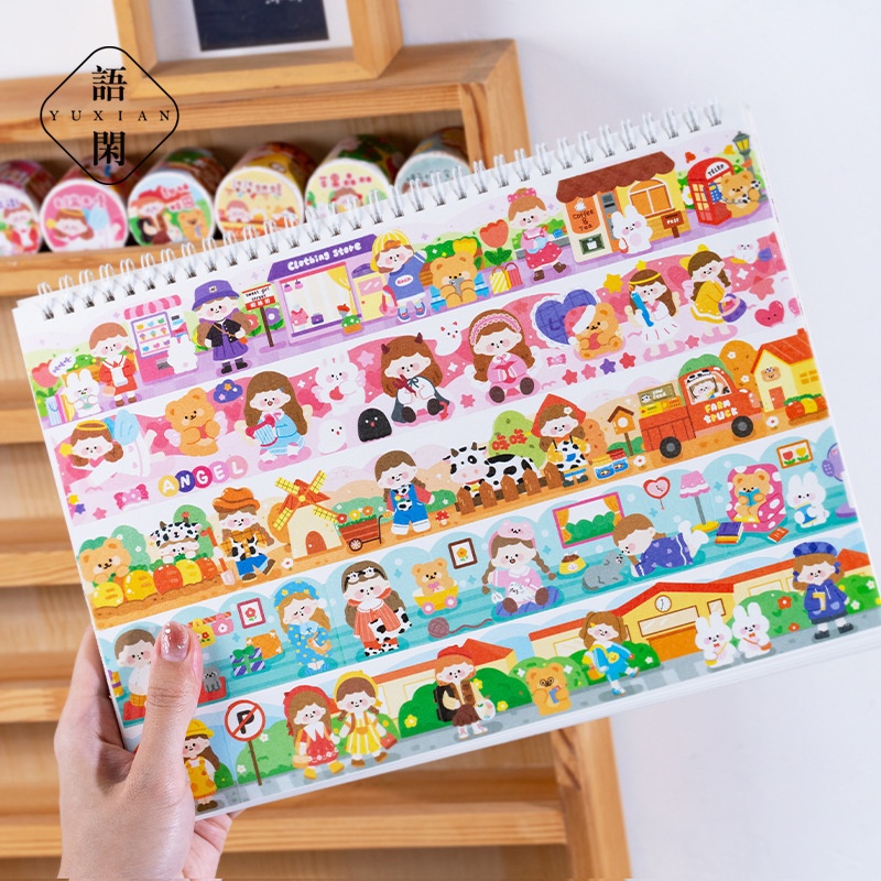Băng Keo washi Vẽ Tay Họa Tiết Hoạt Hình Dễ Thương 8 Kiểu