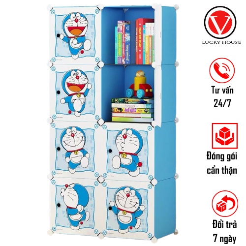 Tủ nhựa lắp ghép 8 ô mẫu hoạt hình xinh xắn V LUCKY HOUSE VLK51