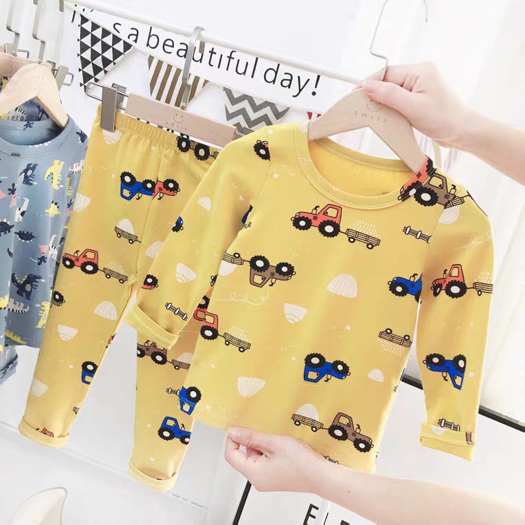 Sale !!! Bộ Dài Minky Mom Cotton Cao Cấp  Họa Tiết Ô TÔ-Khủng Long Cho Bé (Size 6-19kg) ( Cotton 100 %) (1204)