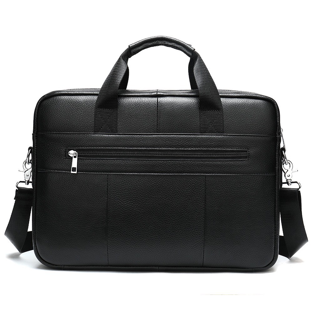 Túi xách cặp da đựng laptop da bò cao cấp T35 38.5x26x7cm (Nâu - Đen) | BigBuy360 - bigbuy360.vn