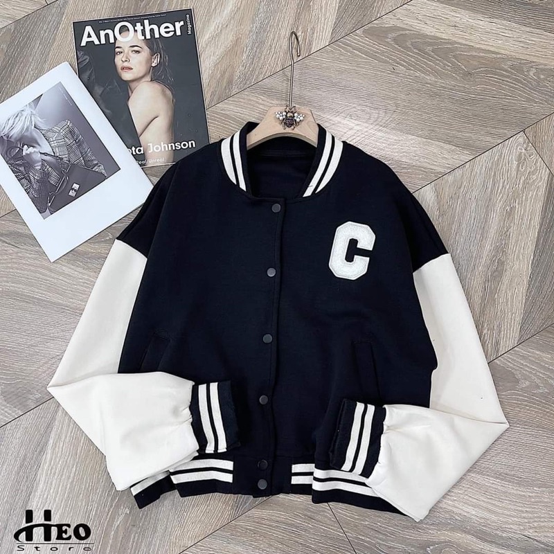 Áo Bomber nữ thêu chữ C đáp nổi loại 1( video shop tự quay )
