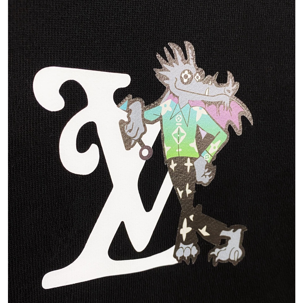Áo sweater cotton tay dài L0uis Vu11tt 2021 có logo quái vật nhỏ xinh