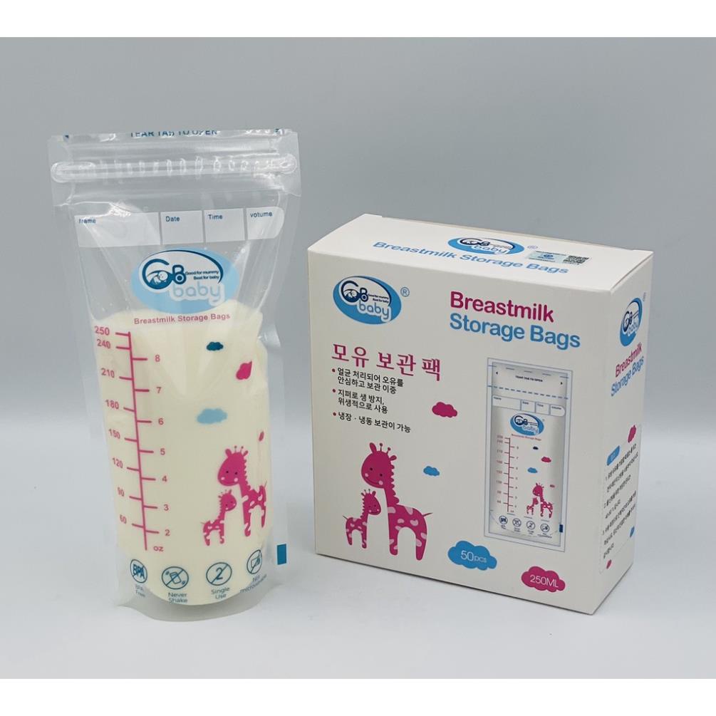 Túi trữ sữa 250ml GB Baby 2 khóa Zipper công nghệ Hàn Quốc - ăn toàn cho bé