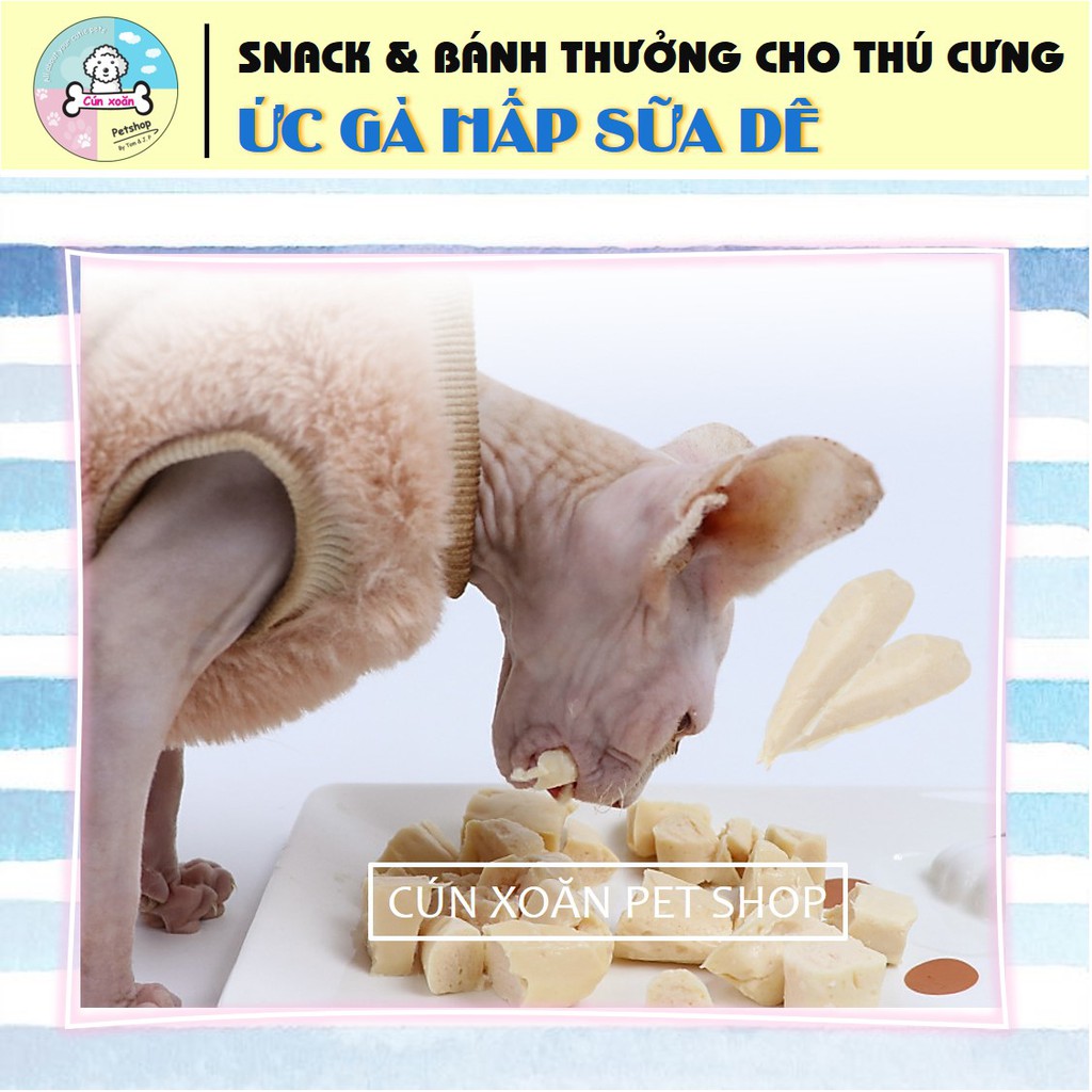 [Mã PET50K giảm Giảm 10% - Tối đa 50K đơn từ 250K] Ức gà hấp sữa dê (Túi 40gr) bánh thưởng cho chó mèo