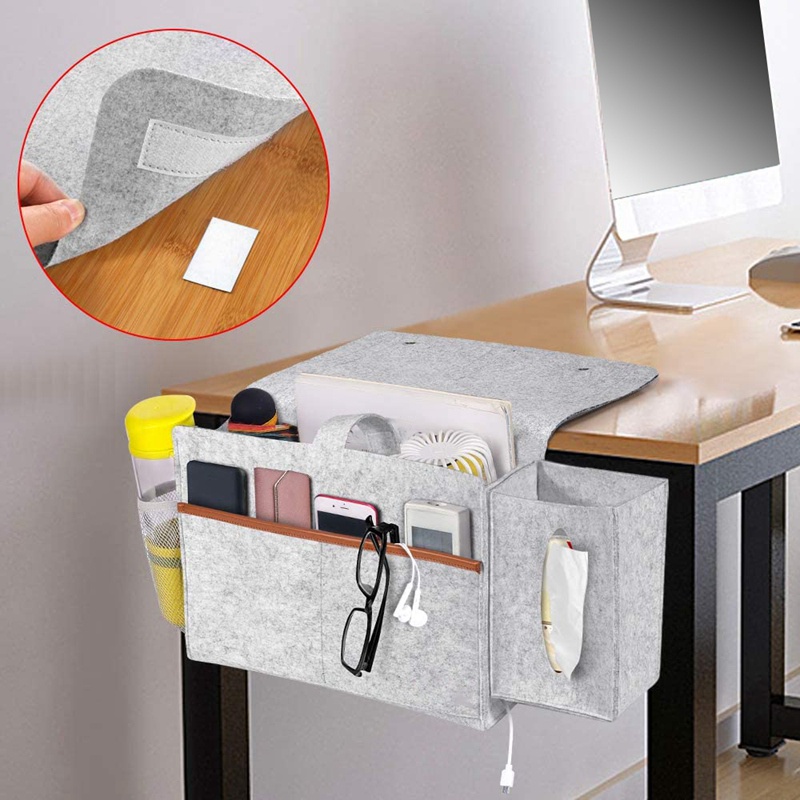 Hộp Đựng Khăn Giấy / Điện Thoại / Máy Tính Bảng Bằng Vải Nỉ Màu Xám Nhạt Tiện Dụng