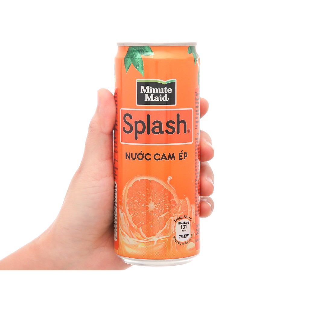 Thùng 24 lon nước cam ép Minute Maid Splash Teppy 320ml - Vị thơm ngon mát lành như từ những trái cam bổ dưỡng nhất