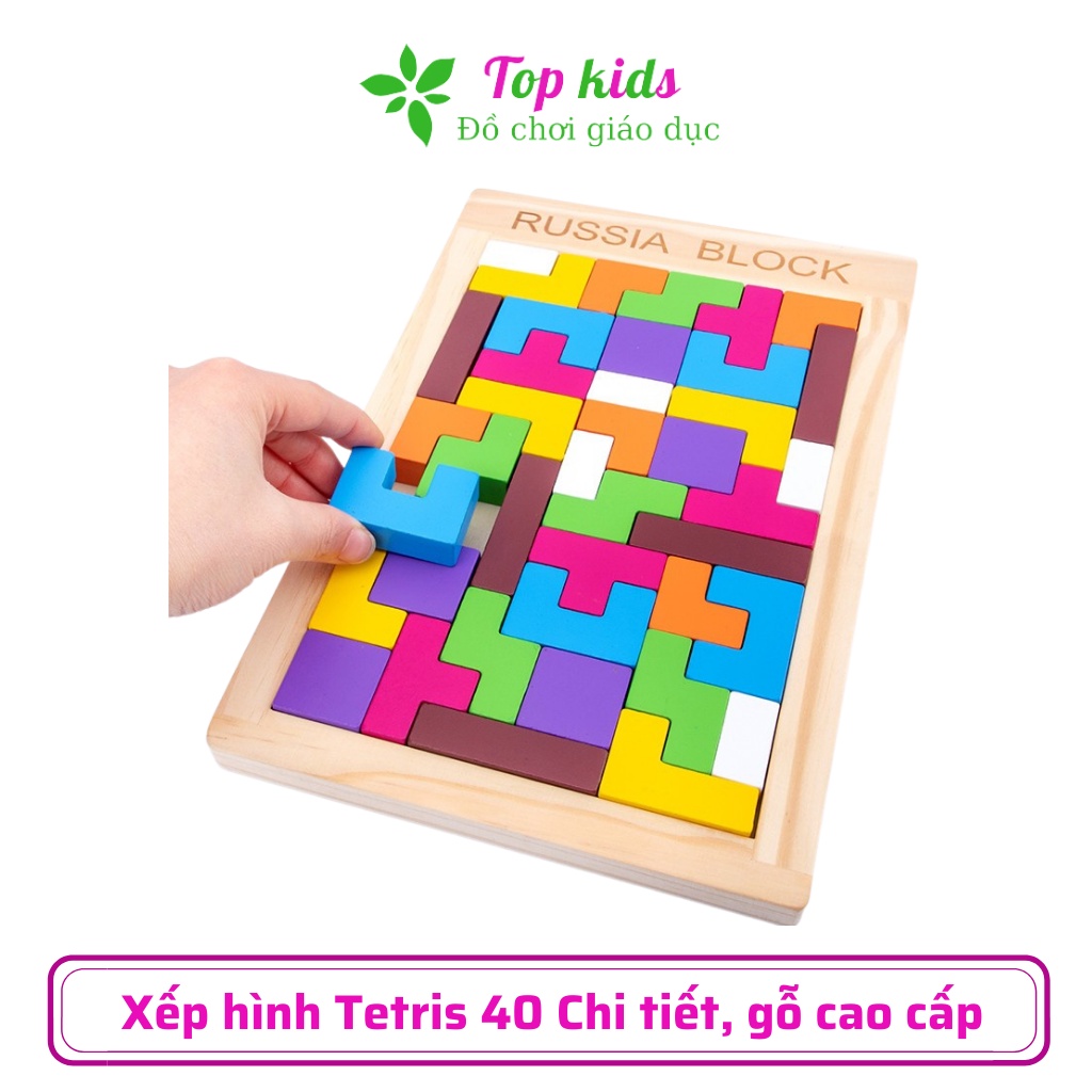 Đồ chơi thông minh cho bé 2 3 4 5 6 tuổi đồ chơi giáo dục sớm montessori ghép hình xếp hình tetris bằng gỗ  - TOPKIDS